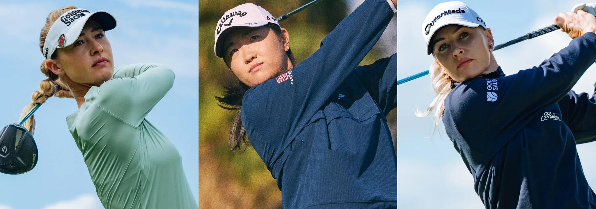 Nelly Korda, Rose Zhang, and Charlie Hull