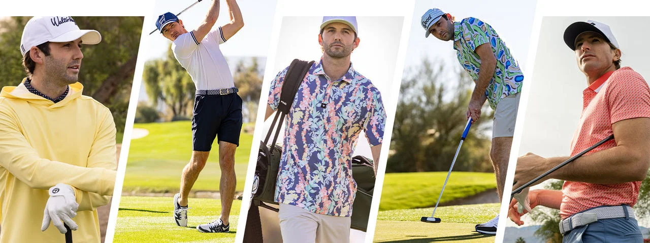 Men wearing this years latest golf trends.