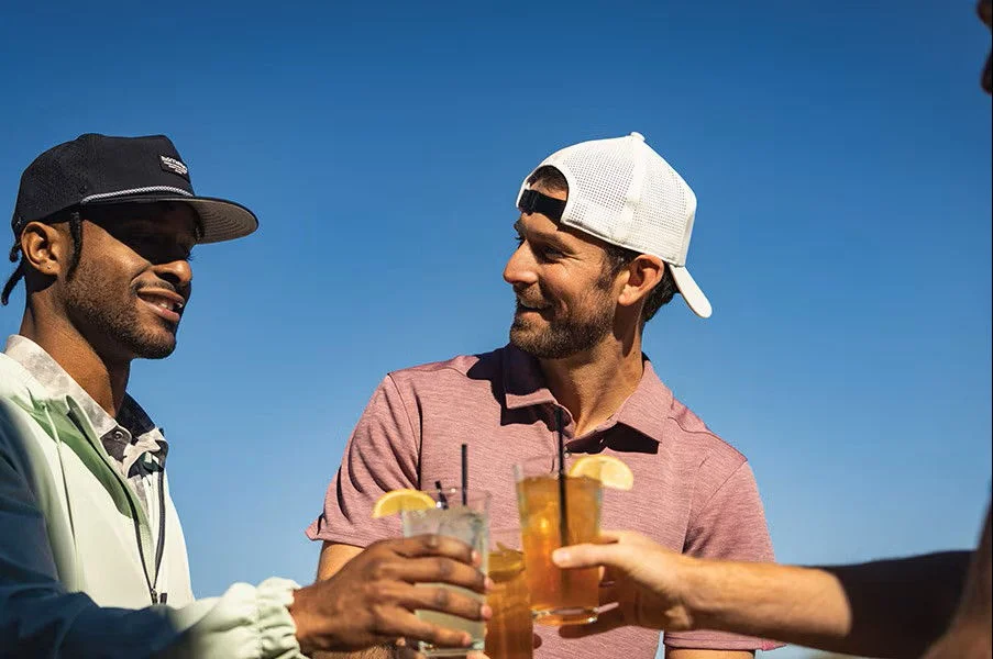 Men enjoying beverages.