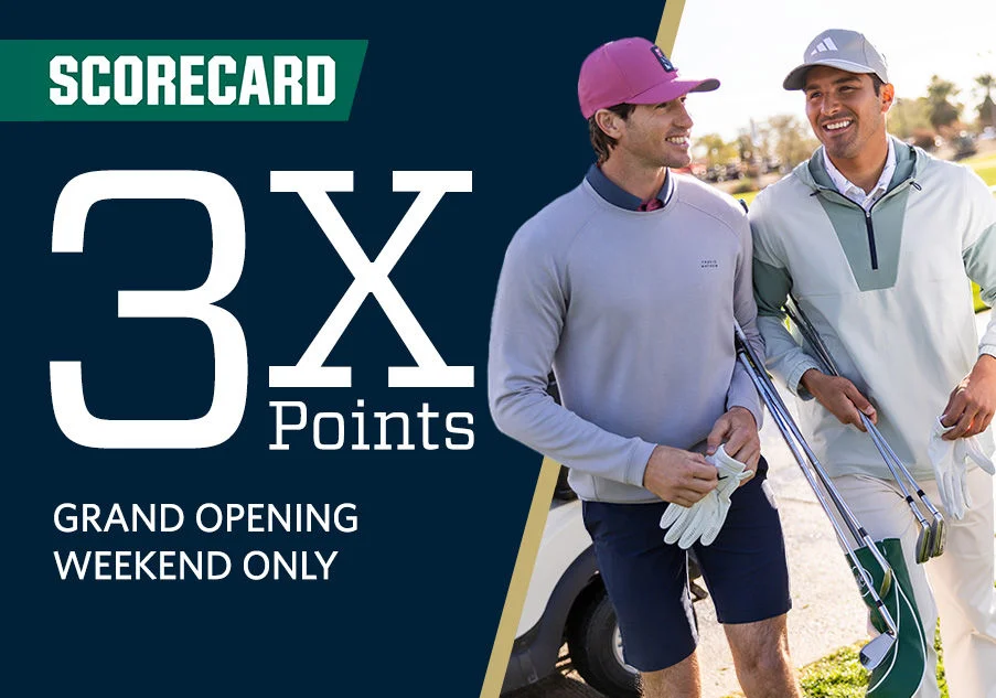 Scorecard graphic. 3x points grad opening weekend only.