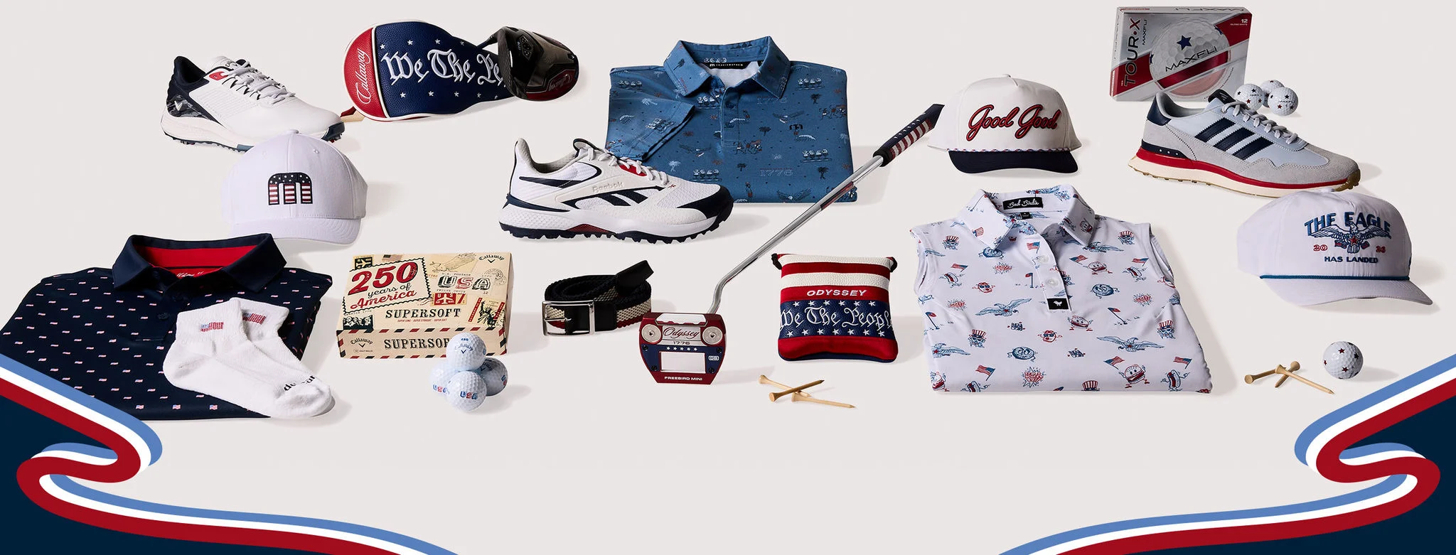 Collection of USA themed gear.