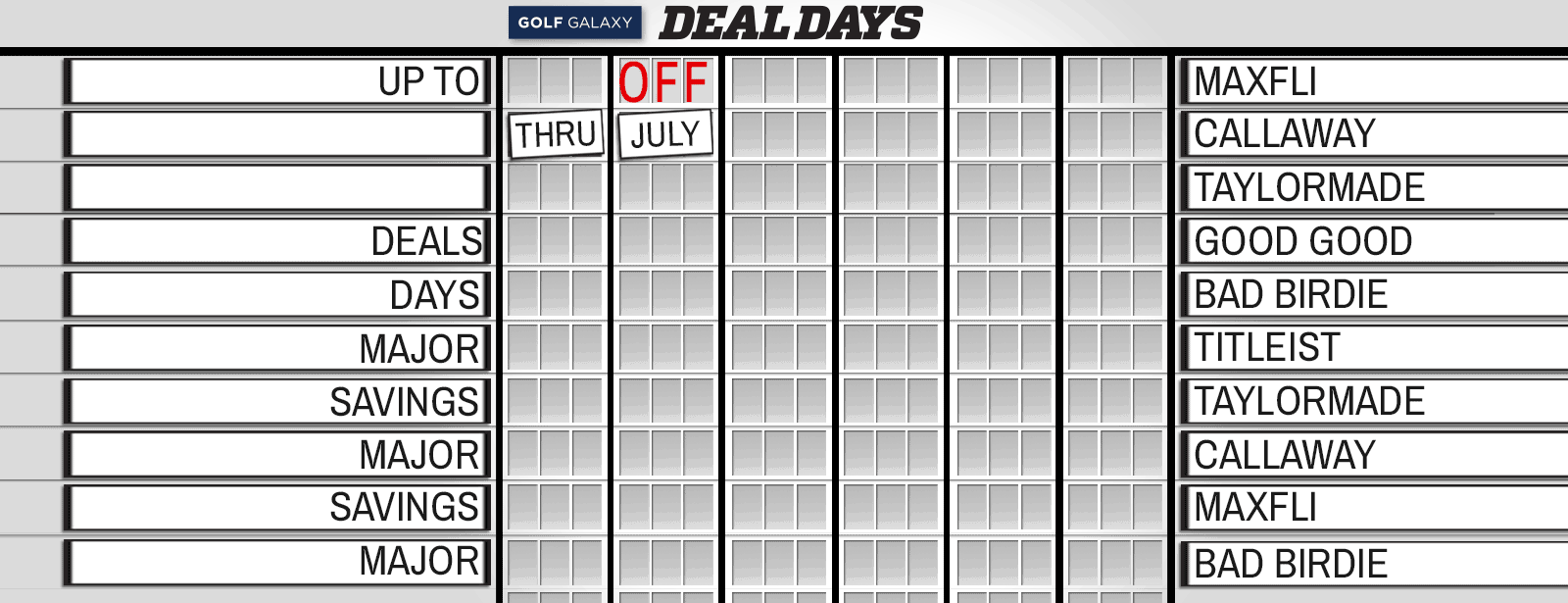 Scoreboard showing deals.