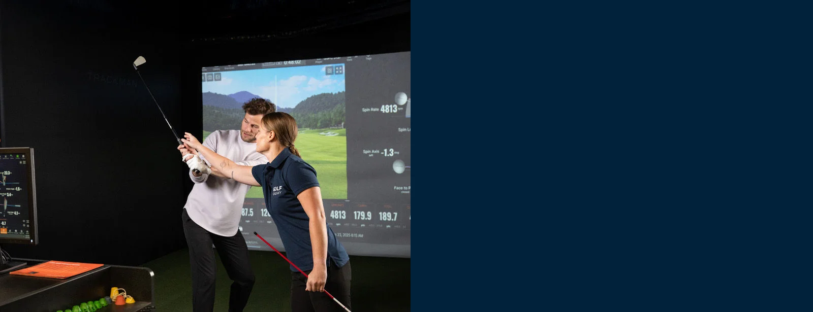 A foursome playing a round in the simulator.