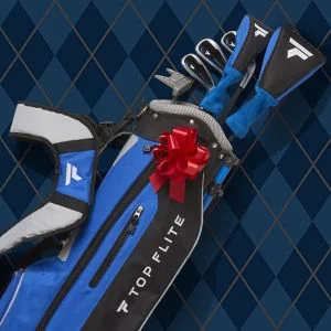 A laydown shot of golf gifts for youth.