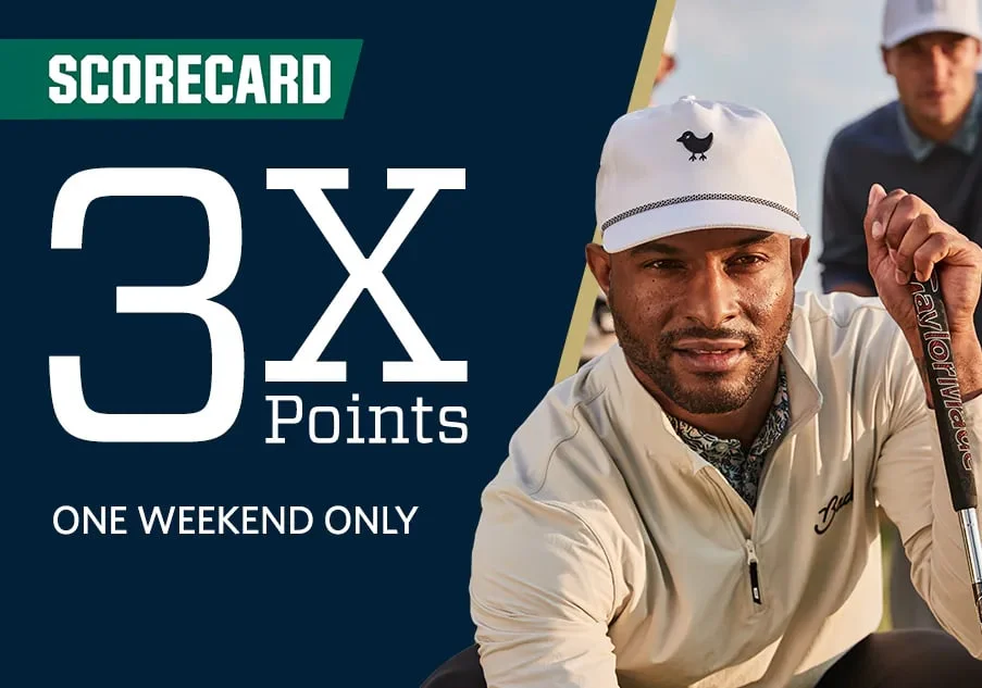 Scorecard graphic. 3x points grad opening weekend only.