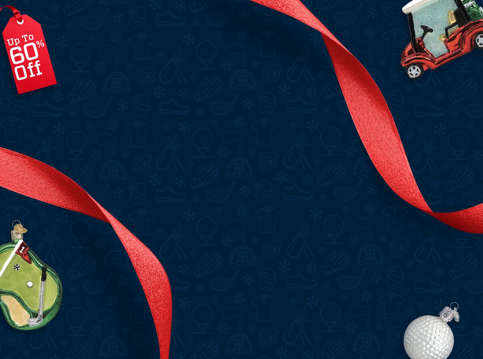 Holiday theme and golf ornaments.