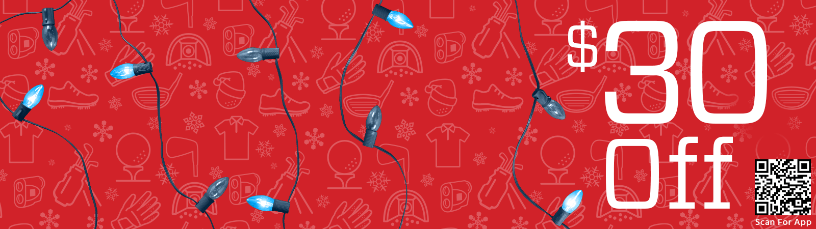 Image features a holiday theme with $30 Off.
