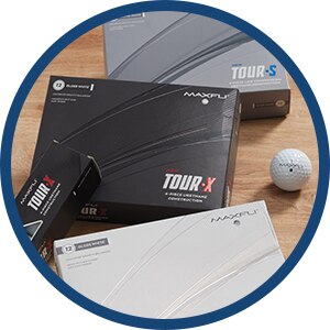 boxes of golf balls.