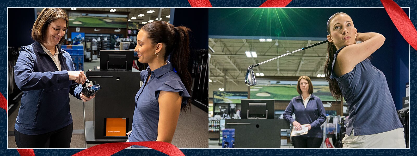 An image of a golfer receiving instruction.