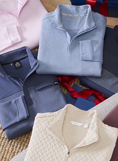 Various quarter-zip sweaters.