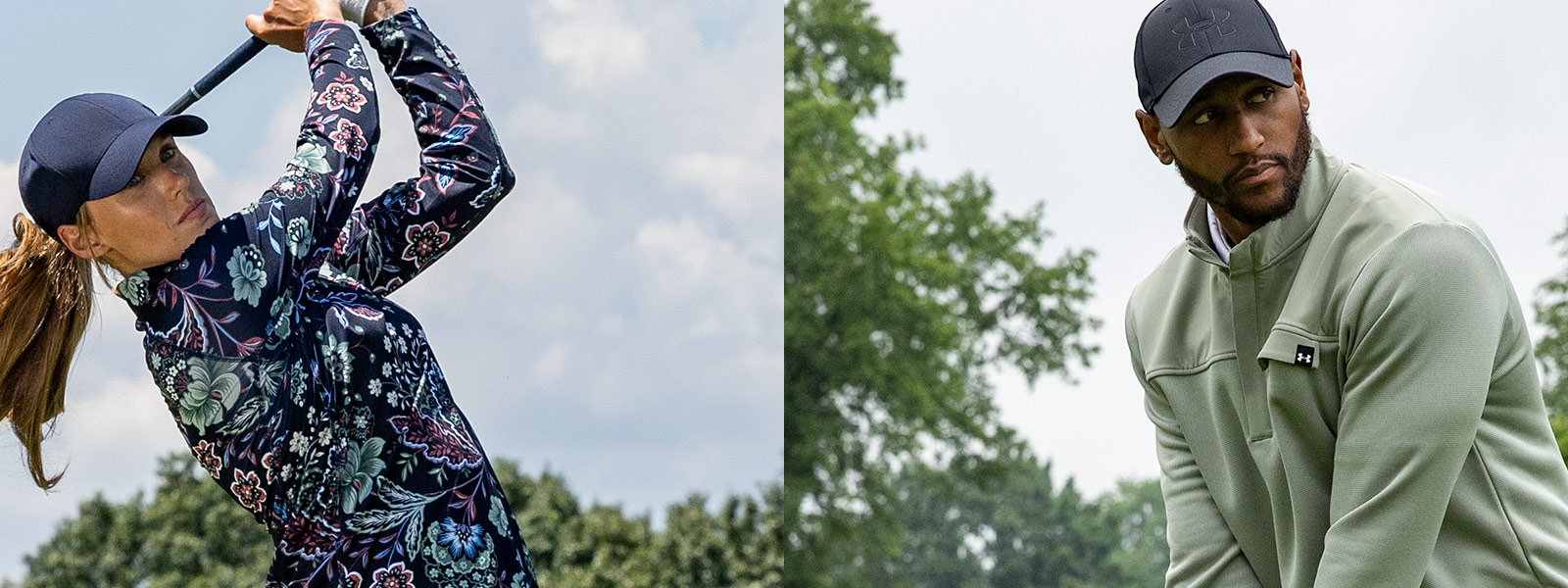 Men and Women wearing the latest golf trends.