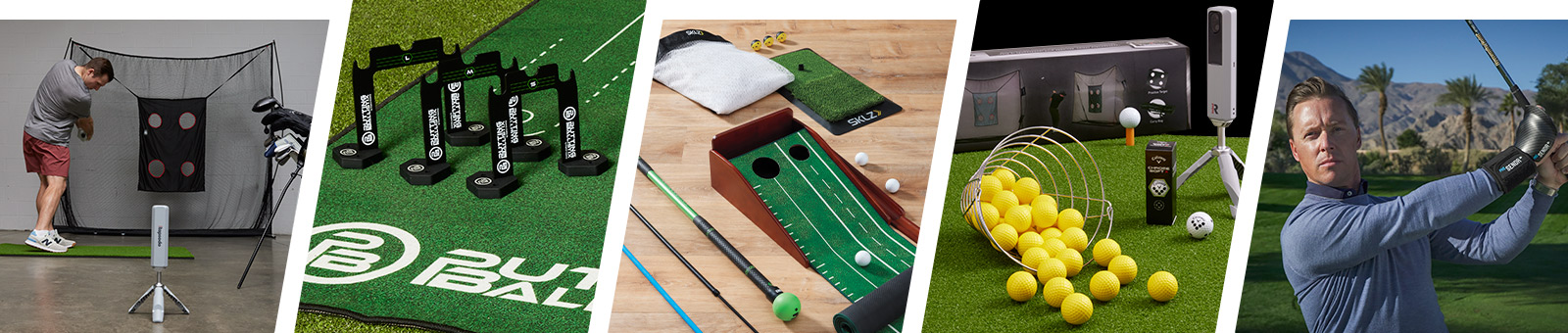 Images featuring golf training aids.